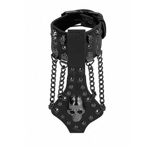 Ouch! Skulls and Bones - Bracelet with Skulls and Chains - Black